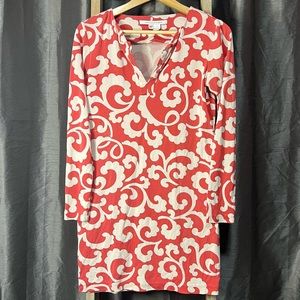 DVF Diane Von Furstenberg Reina Coral Tunic Long Sleeve Mini Dress Silk 6